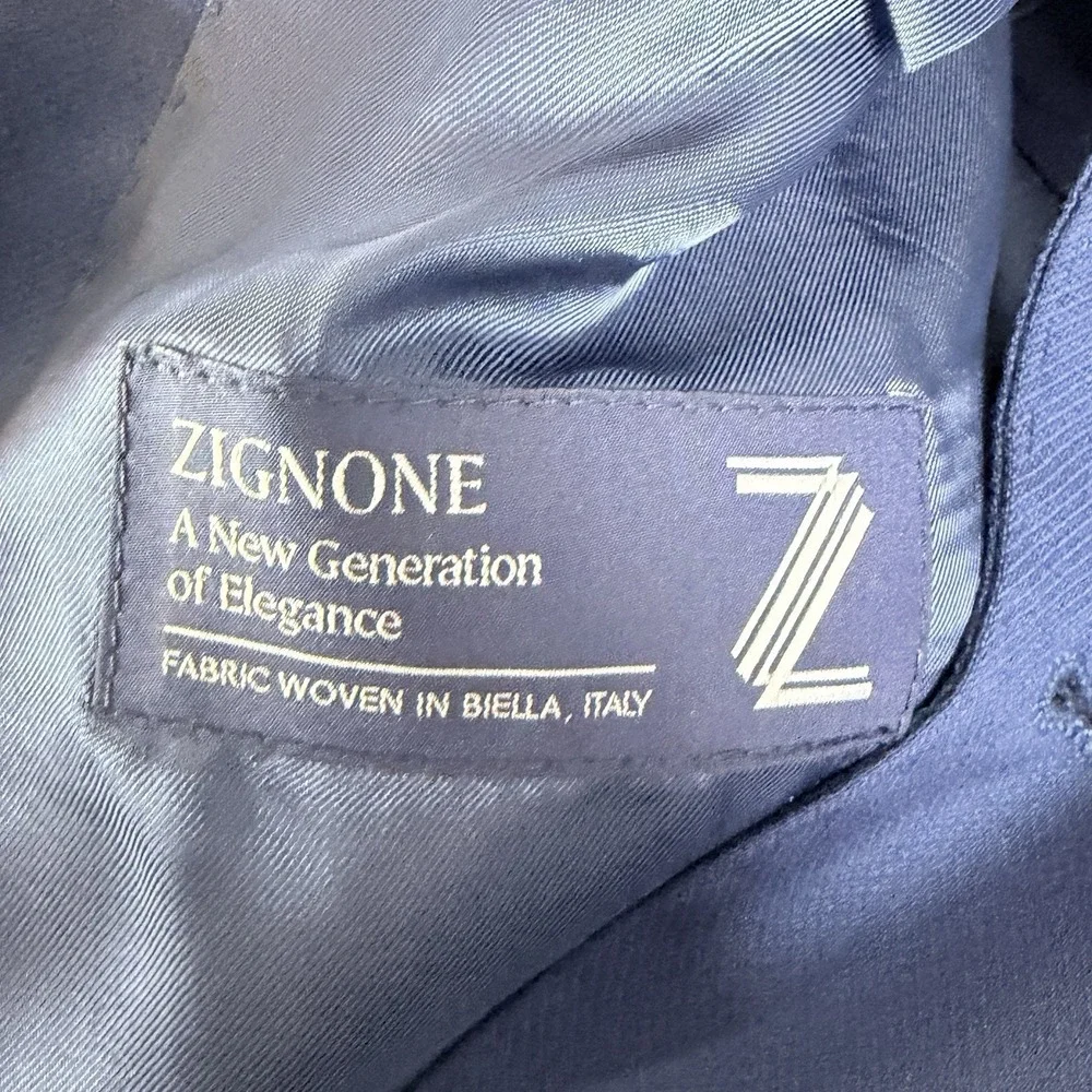 ZIGNONE FABRIC BYTOM Blazer‎ Royal BLUE STRETCH WOOL Made In Italy Mens Medium